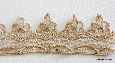 Gold Shimmer Embroidered Lace Trim, Approx. 48mm wide